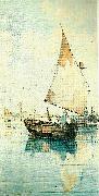 Carl Larsson segelekor vid sydlandsk stad painting